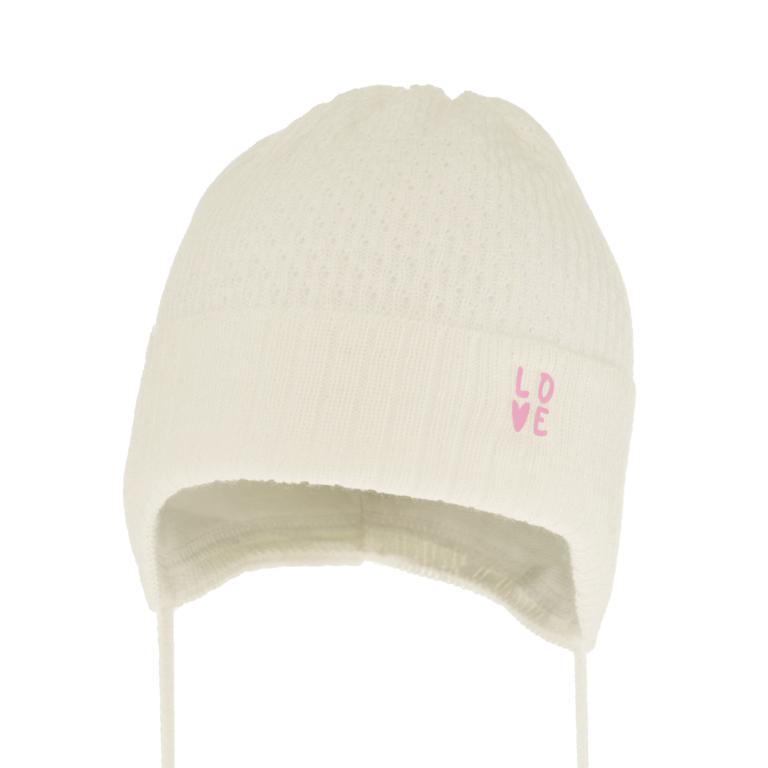 Berretto autunno/primavera bambina, crema, con lacci, Camilla