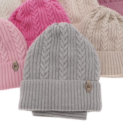 Set invernale bambina: berretto e scaldacollo, rosa, 100% Lana Merino, Jenny