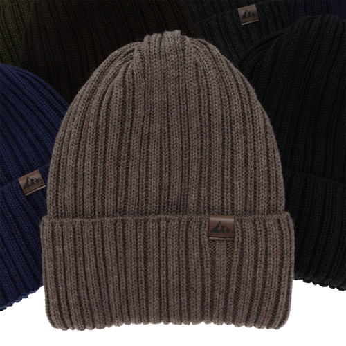 Berretto invernale uomo, grigio, con lana merino, Huno