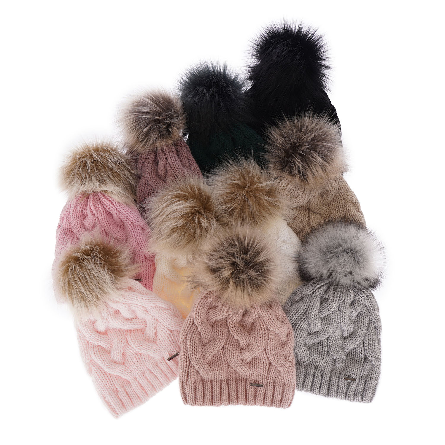 Berretto invernale donna, wrzosowy, con pompon, Terri