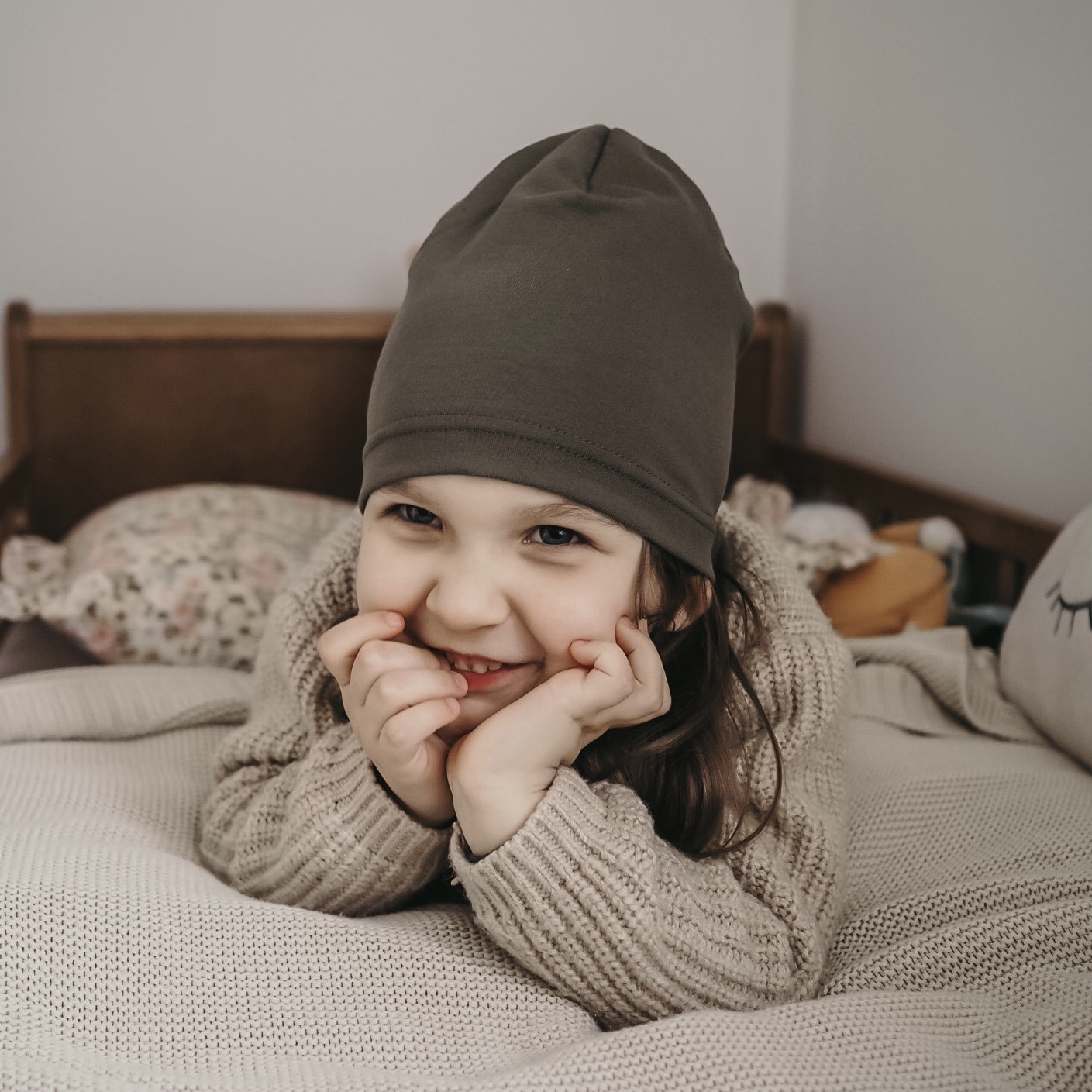 Set autunno/primavera bambina: berretto e scaldacollo, rosa, in cotone, Hazelka