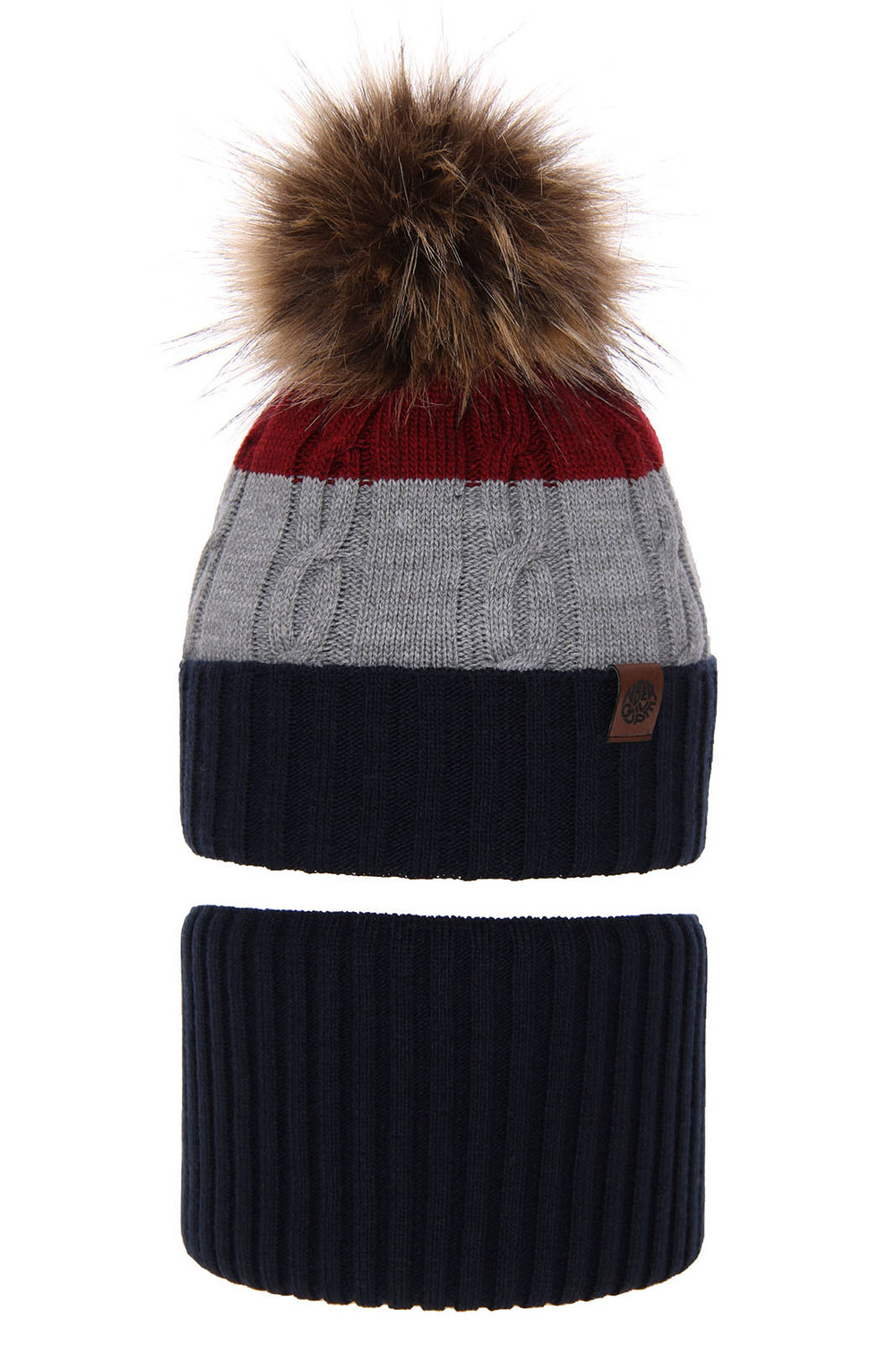 Set invernale bambino: berretto e scaldacollo, blu, con pompon, Karmel