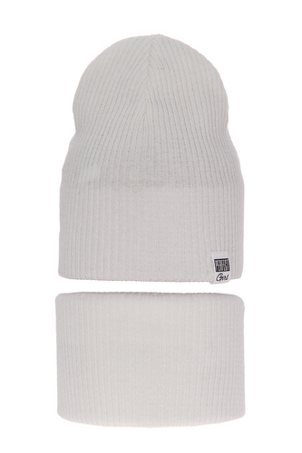 Set autunno/primavera bambina: berretto e scaldacollo, con cotone, crema, Farinka