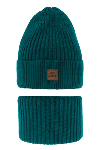 Set invernale bambino: berretto e scaldacollo, verde smeraldo, Basilio