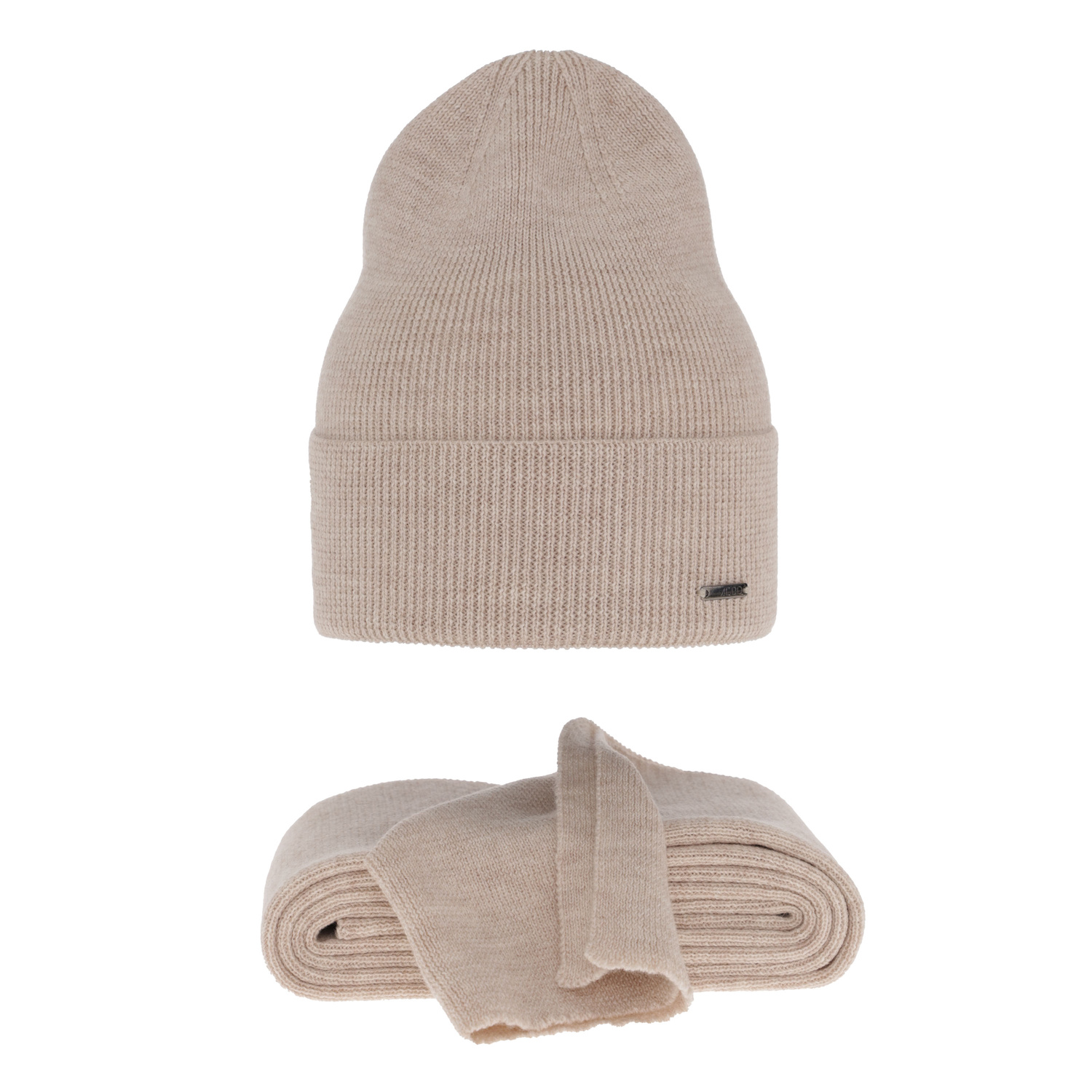 Set invernale donna: berretto e sciarpa, beige, 100% Lana Merino, Melpomena