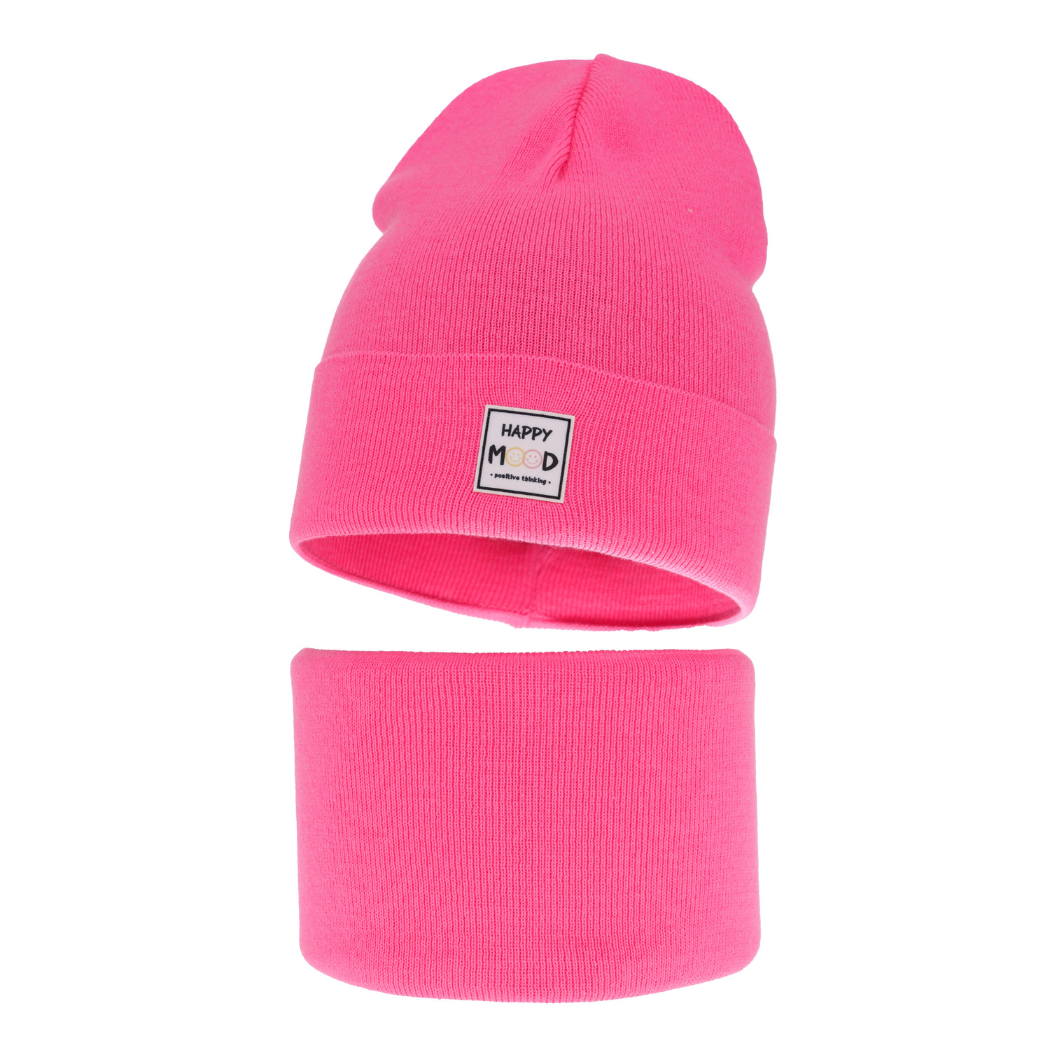 Set autunno/primavera bambina: berretto e scaldacollo, con cotone, rosa, Mersila