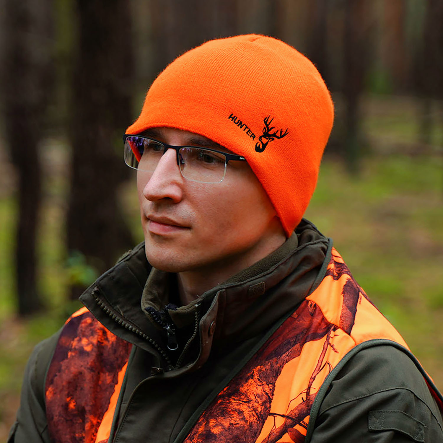 Berretto invernale uomo, arancione, berretto da caccia, Hunter