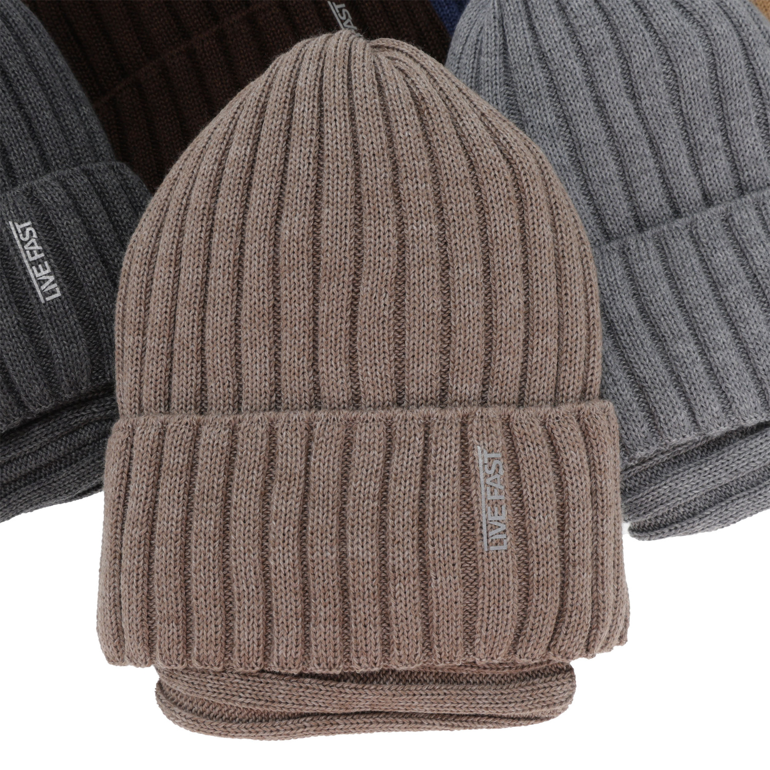 Set invernale bambino: berretto e scaldacollo, blu, con lana merino, foderato in pile, Banasko