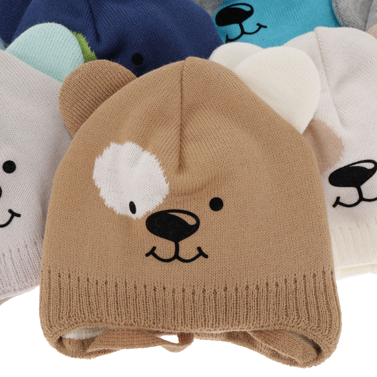 Berretto autunno/primavera bambino, bianco, con lacci, Kasper