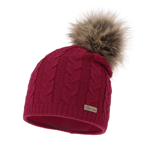 Berretto invernale donna, rosa, 100% Lana Merino, Bafi