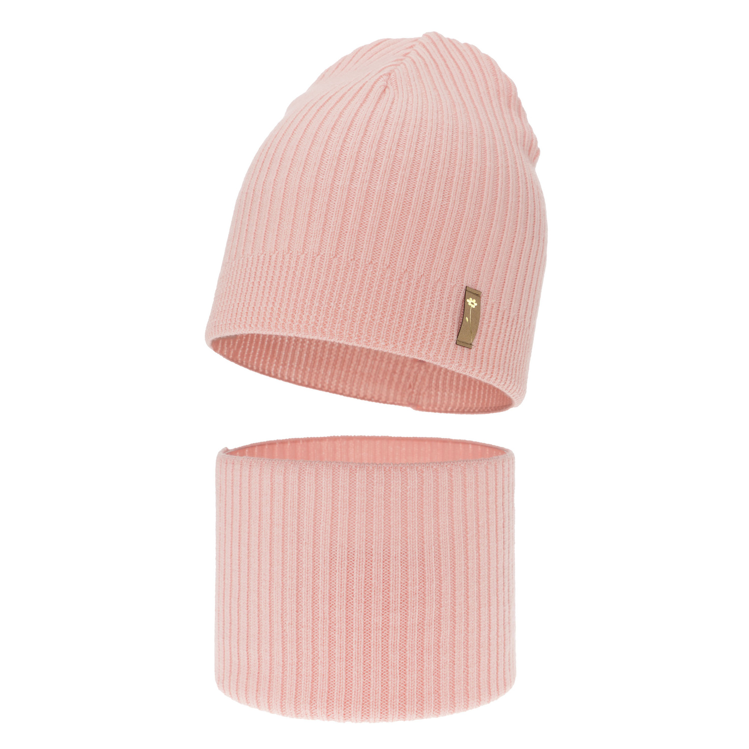 Set autunno/primavera bambina: berretto e scaldacollo, rosa, 100% Lana Merino, Chelsie