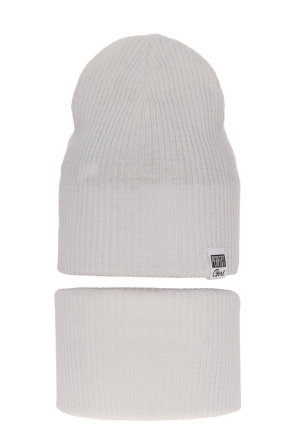 Set autunno/primavera bambina: berretto e scaldacollo, con cotone, crema, Farinka