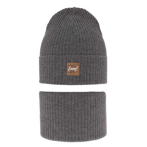 Set autunno/primavera bambino: berretto e scaldacollo, con cotone, grigio, Fenix