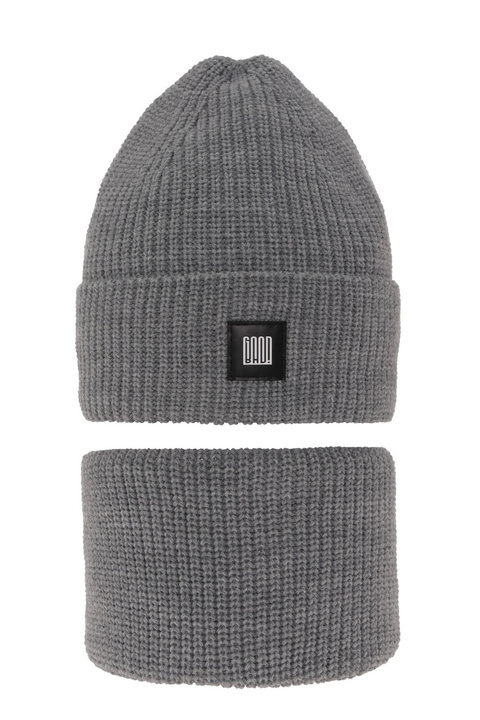 Set invernale bambino: berretto e scaldacollo, grigio chiaro, Amadeo