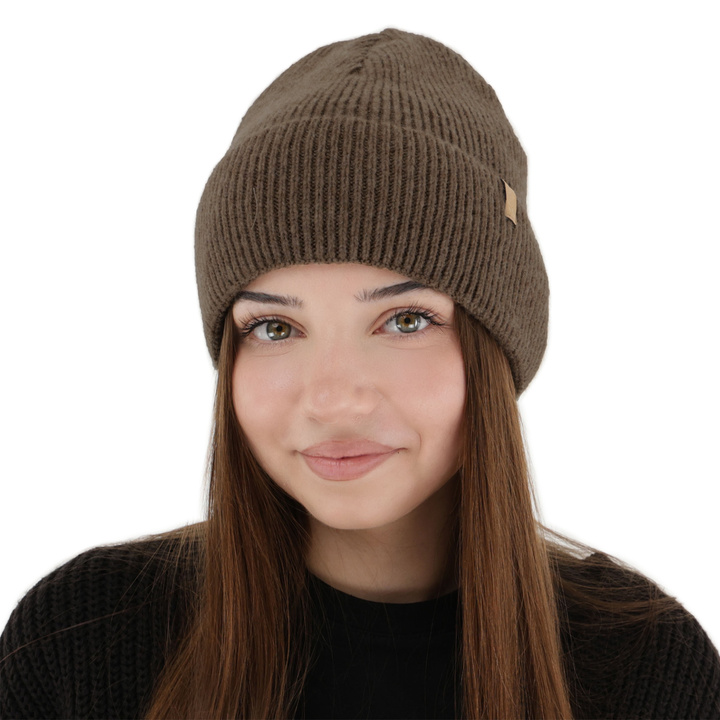 Berretto invernale donna, marrone, con lana merino, Tahoe
