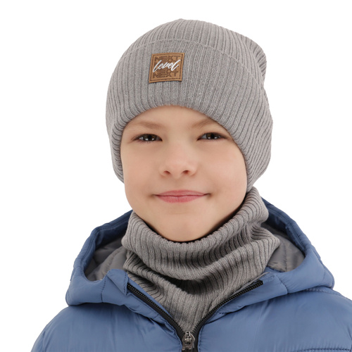 Set autunno/primavera bambino: berretto e scaldacollo, con cotone, grigio, Fenix