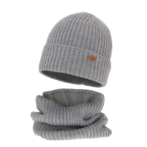 Set invernale bambino: berretto e scaldacollo, grigio, 100% Lana Merino, Palermo