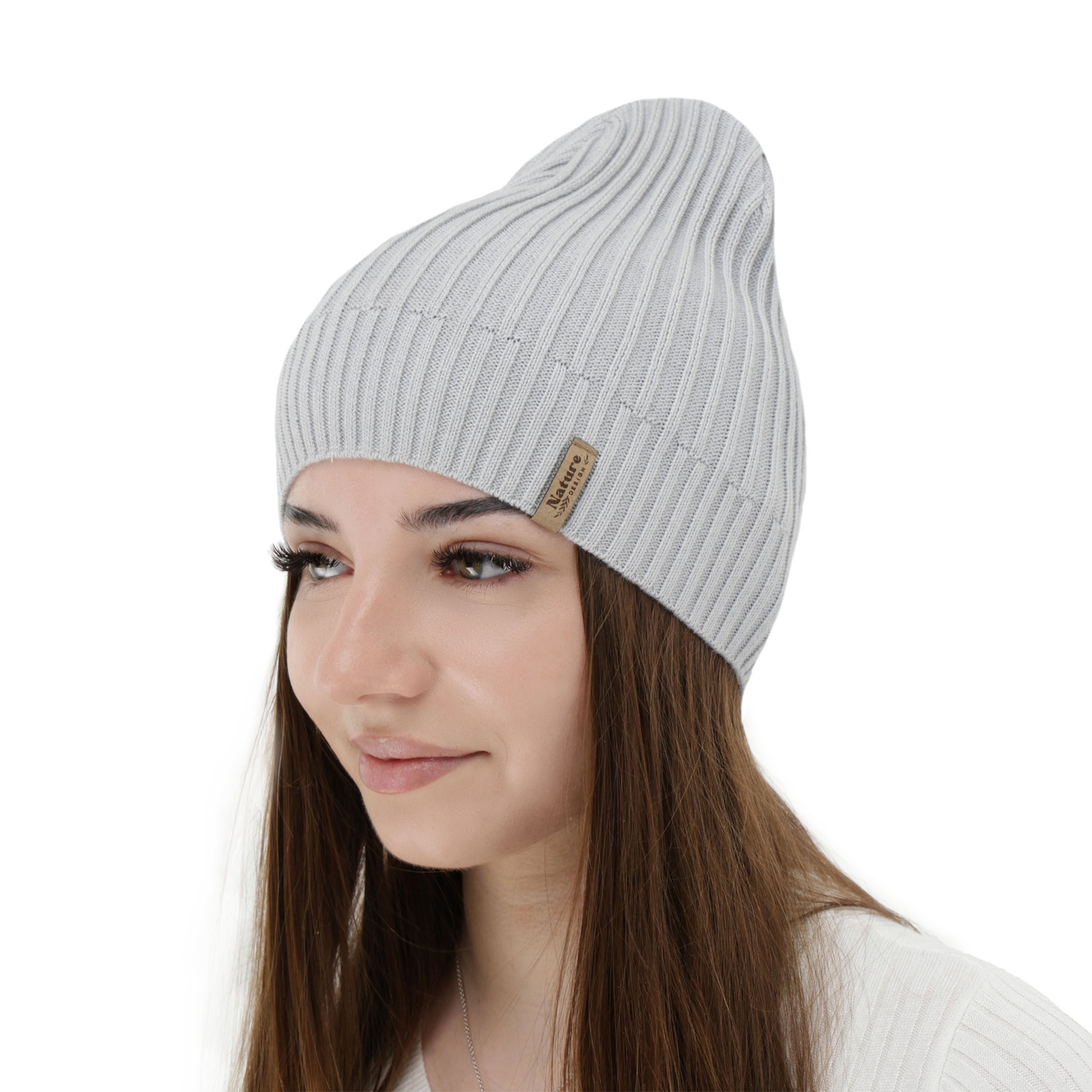 Berretto primaverile e autunnale da donna, con cotone, color cammello, Mirona