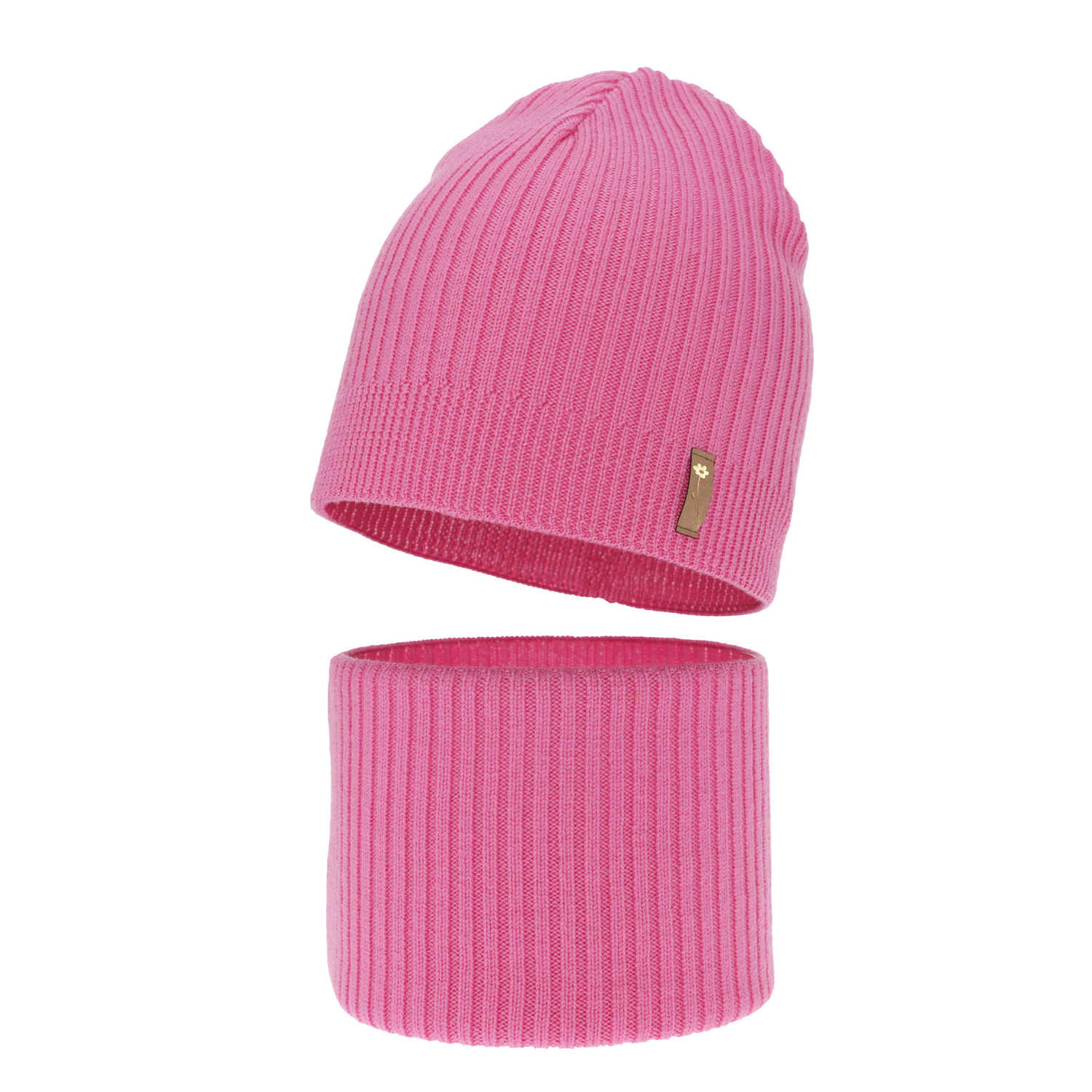 Set autunno/primavera bambina: berretto e scaldacollo, rosa, 100% Lana Merino, Chelsie