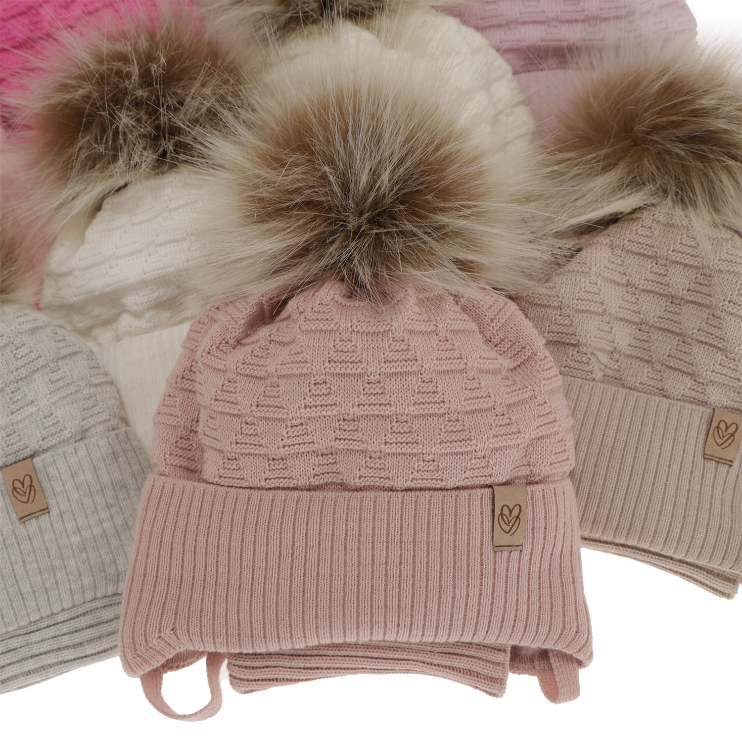 Set invernale bambina: berretto e scaldacollo, grigio, con pompon, con lacci, Egeria