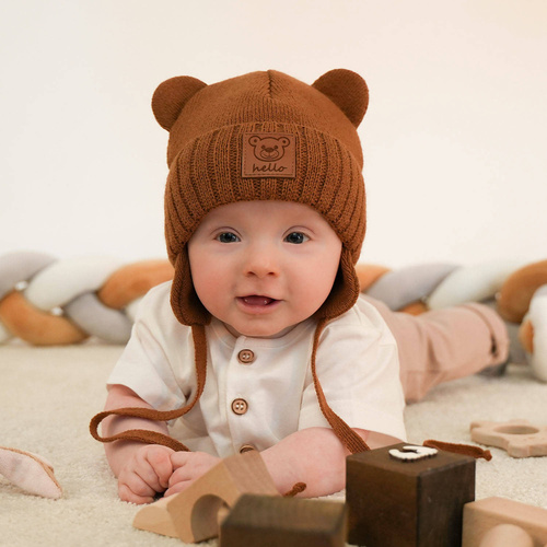 Set invernale bambino: berretto e sciarpa, azzurro, con lacci, Petit