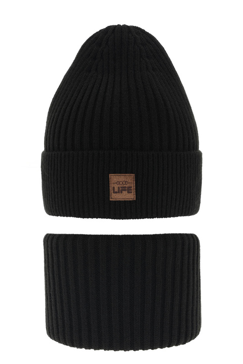 Set invernale bambino: berretto e scaldacollo, nero, Basilio