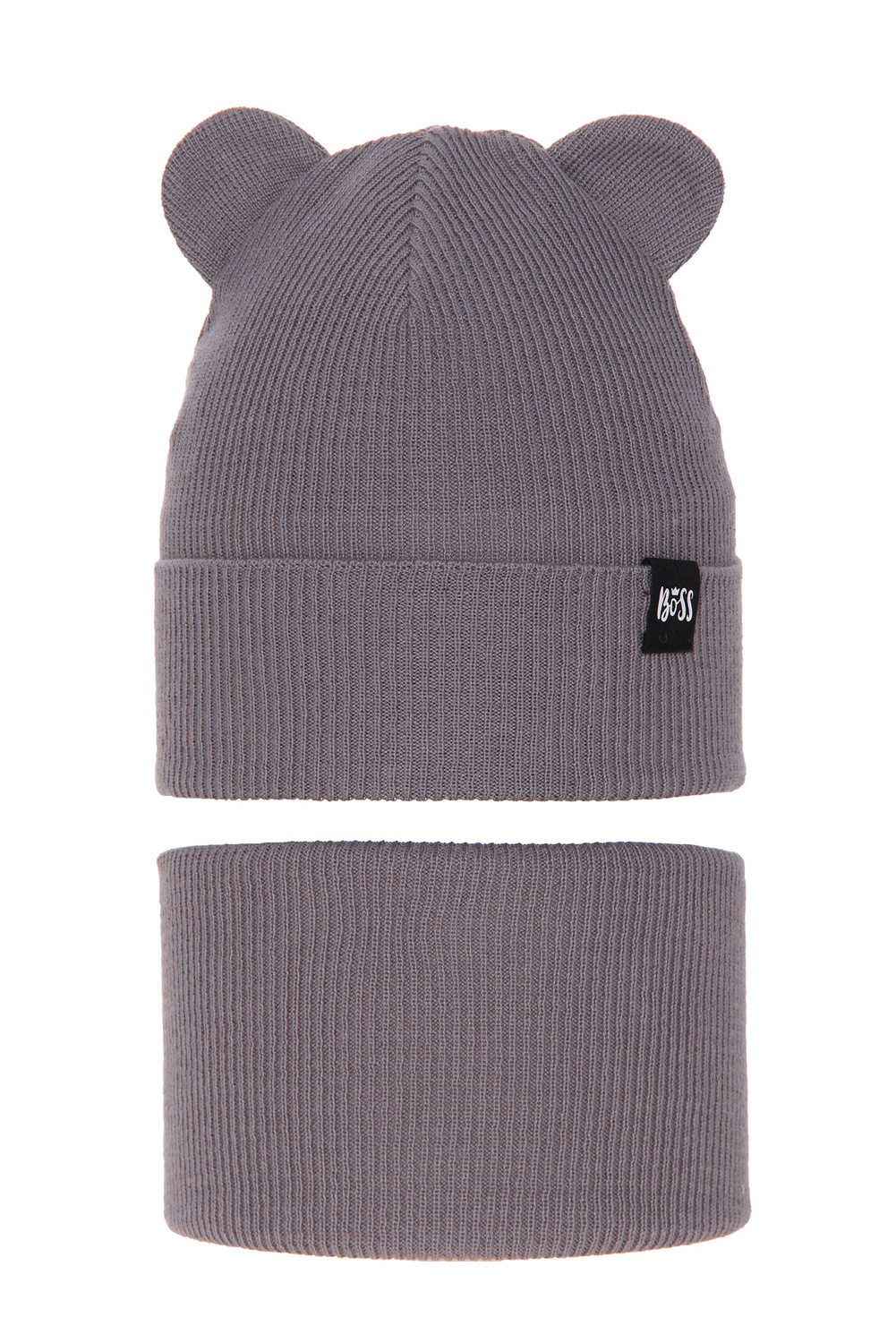 Set autunno/primavera bambino: berretto e scaldacollo, con cotone, grigio, Grajan