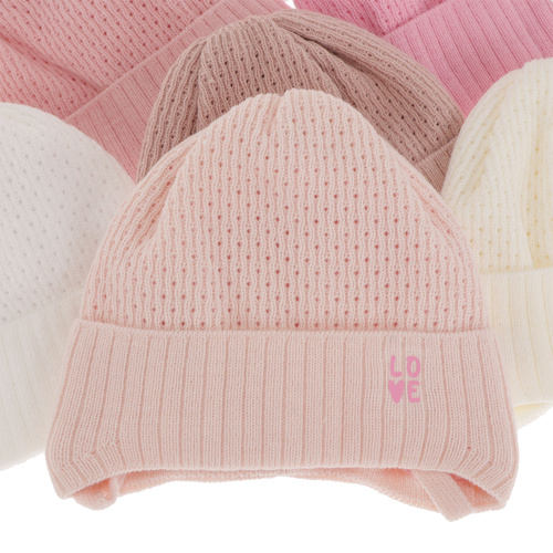 Berretto autunno/primavera bambina, rosa, con lacci, Camilla