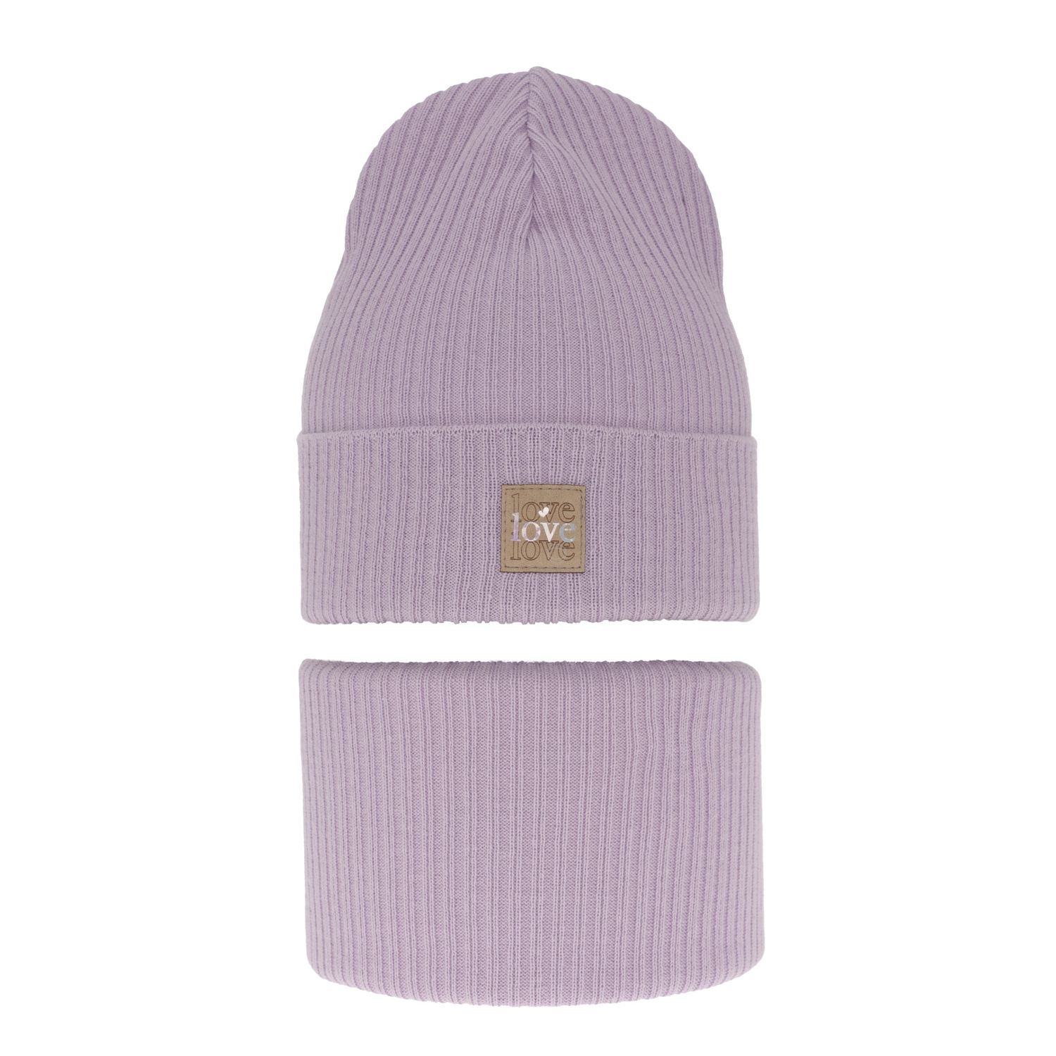 Set autunno/primavera bambina: berretto e scaldacollo, con cotone, viola, Furora