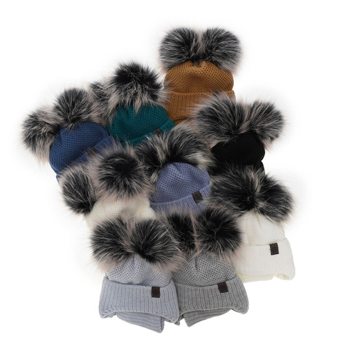 Set invernale bambino: berretto e scaldacollo, grigio, con due pon pon, con lacci, Randel