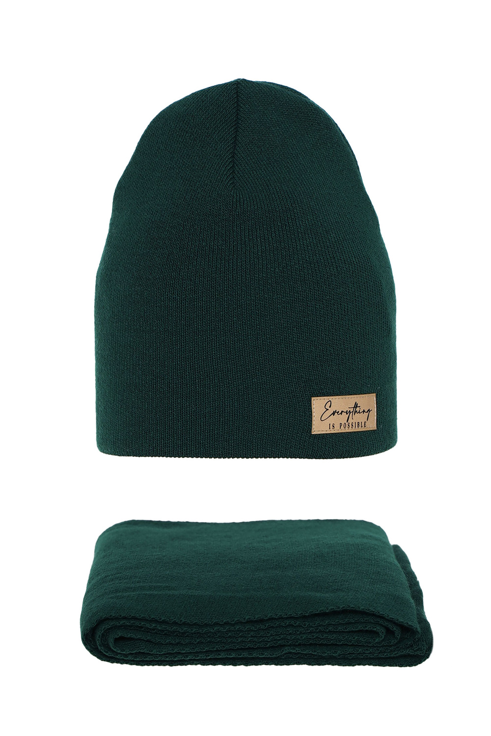 Set autunno/primavera donna: berretto e sciarpa, verde, Zula