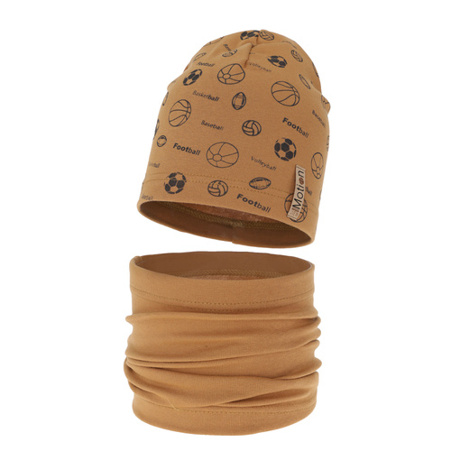 Set autunno/primavera bambino: berretto e scaldacollo, camel, cotone, Paolo