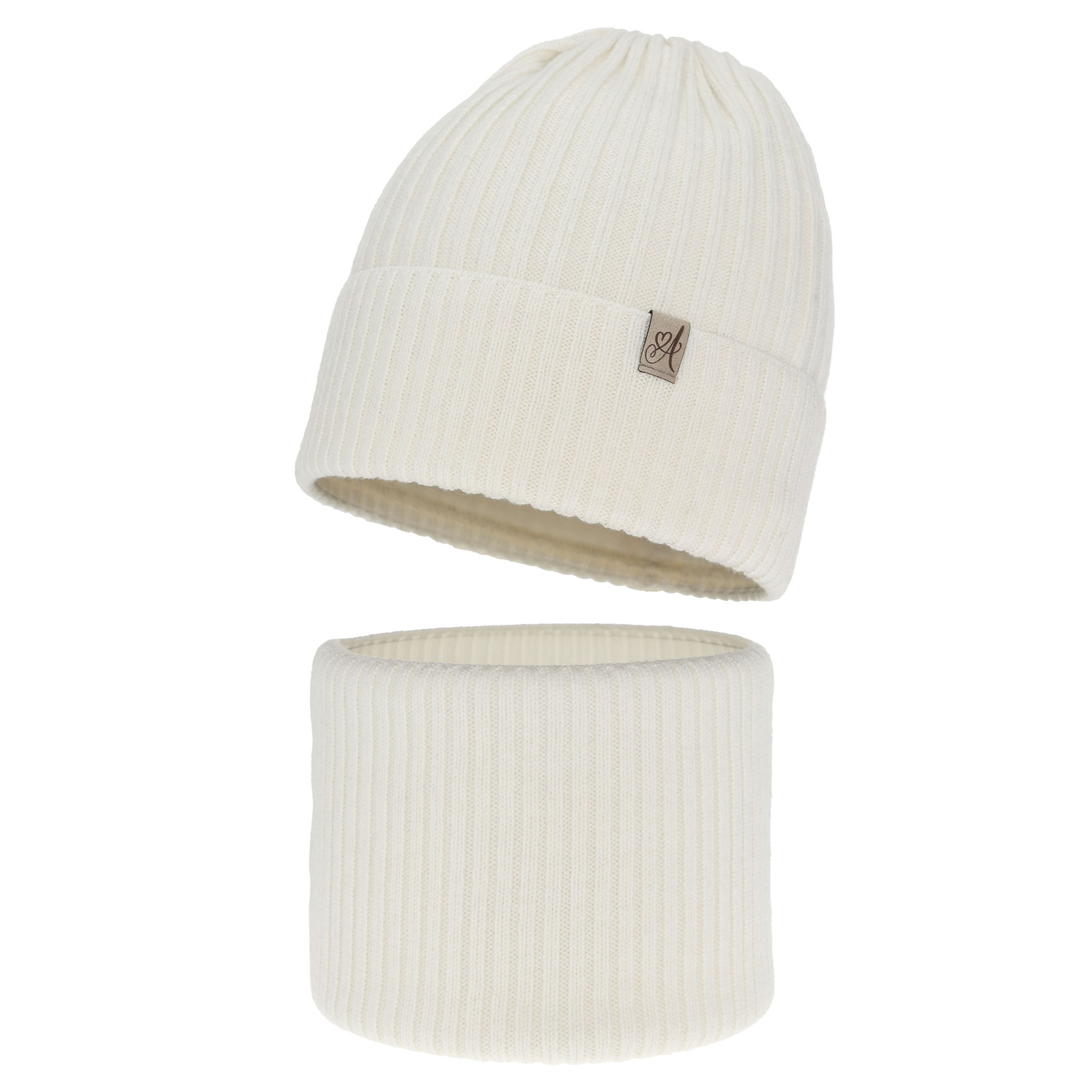 Set invernale bambina: berretto e scaldacollo, bianco, 100% Lana Merino, Patricia