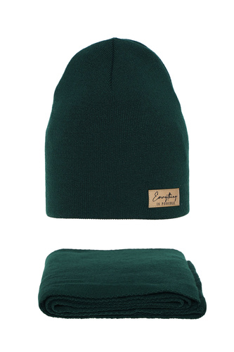 Set autunno/primavera donna: berretto e sciarpa, verde, Zula