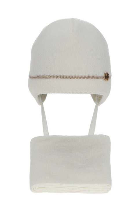 Set invernale bambina: berretto e sciarpa, crema, con lacci, Elina
