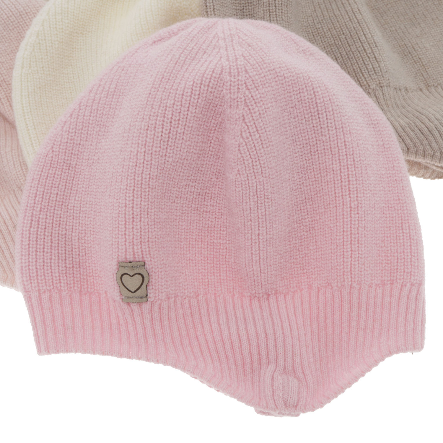 Berretto autunno/primavera bambina, rosa, lana merino con cashmere, con lacci, Orida