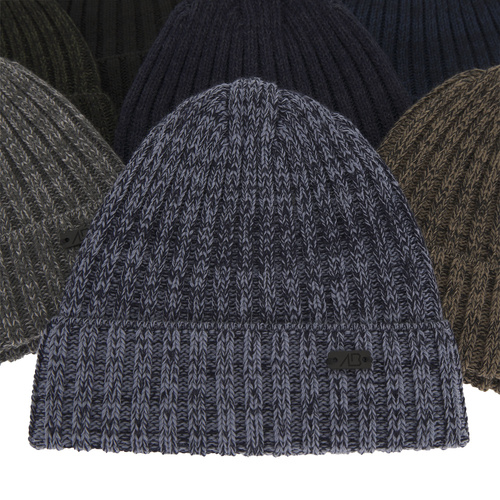 Berretto invernale uomo, blu scuro, 100% Lana Merino, Timon