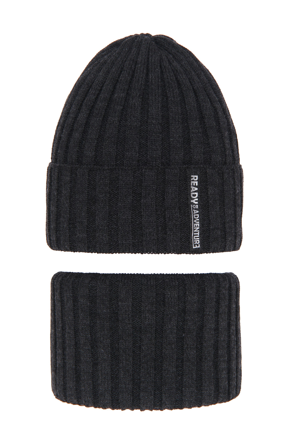 Set invernale bambino: berretto e scaldacollo, grigio scuro, Livido