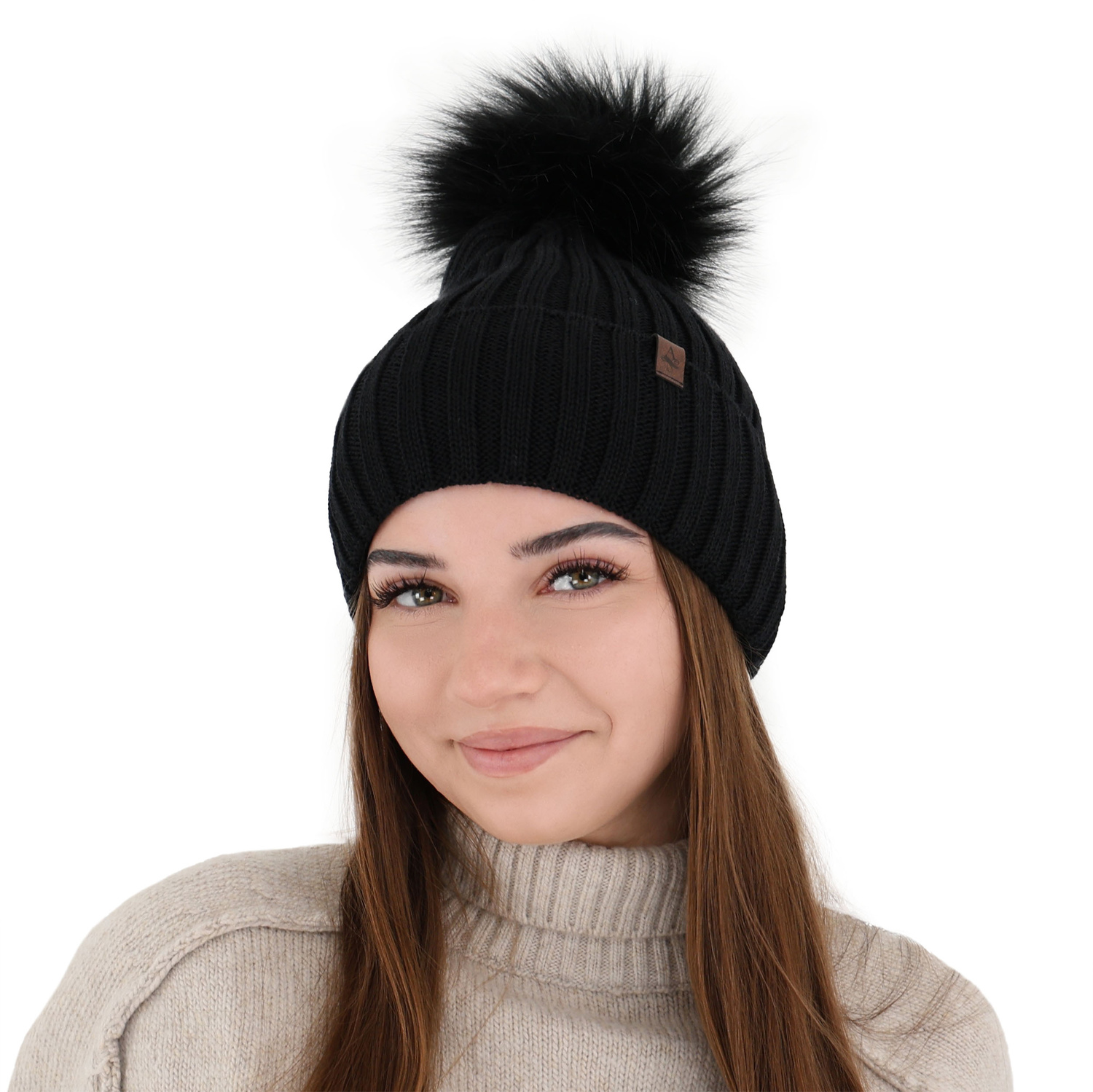 Berretto invernale donna, rosa, 100% Lana Merino, Texa