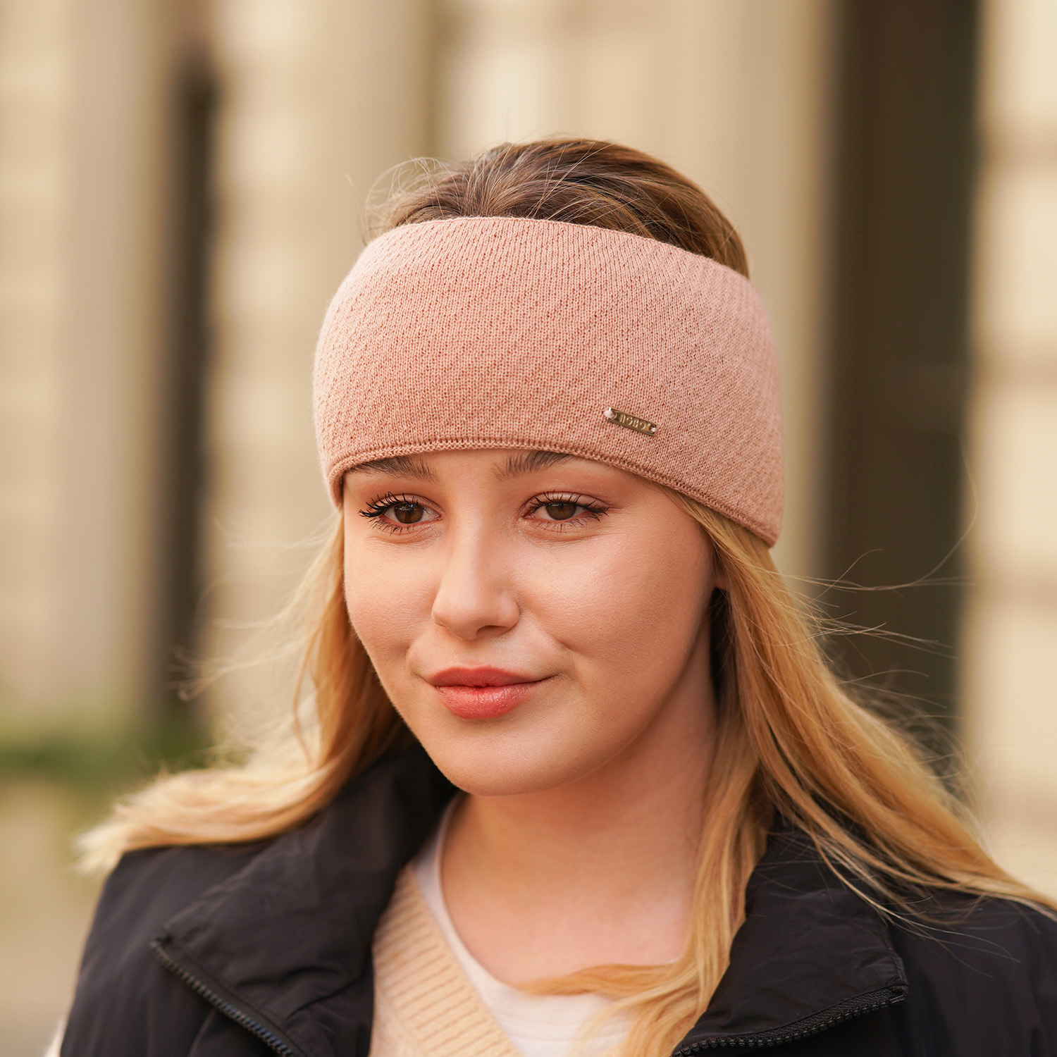 Fascia per capelli invernale donna, rosa, 100% Lana Merino, Katrina