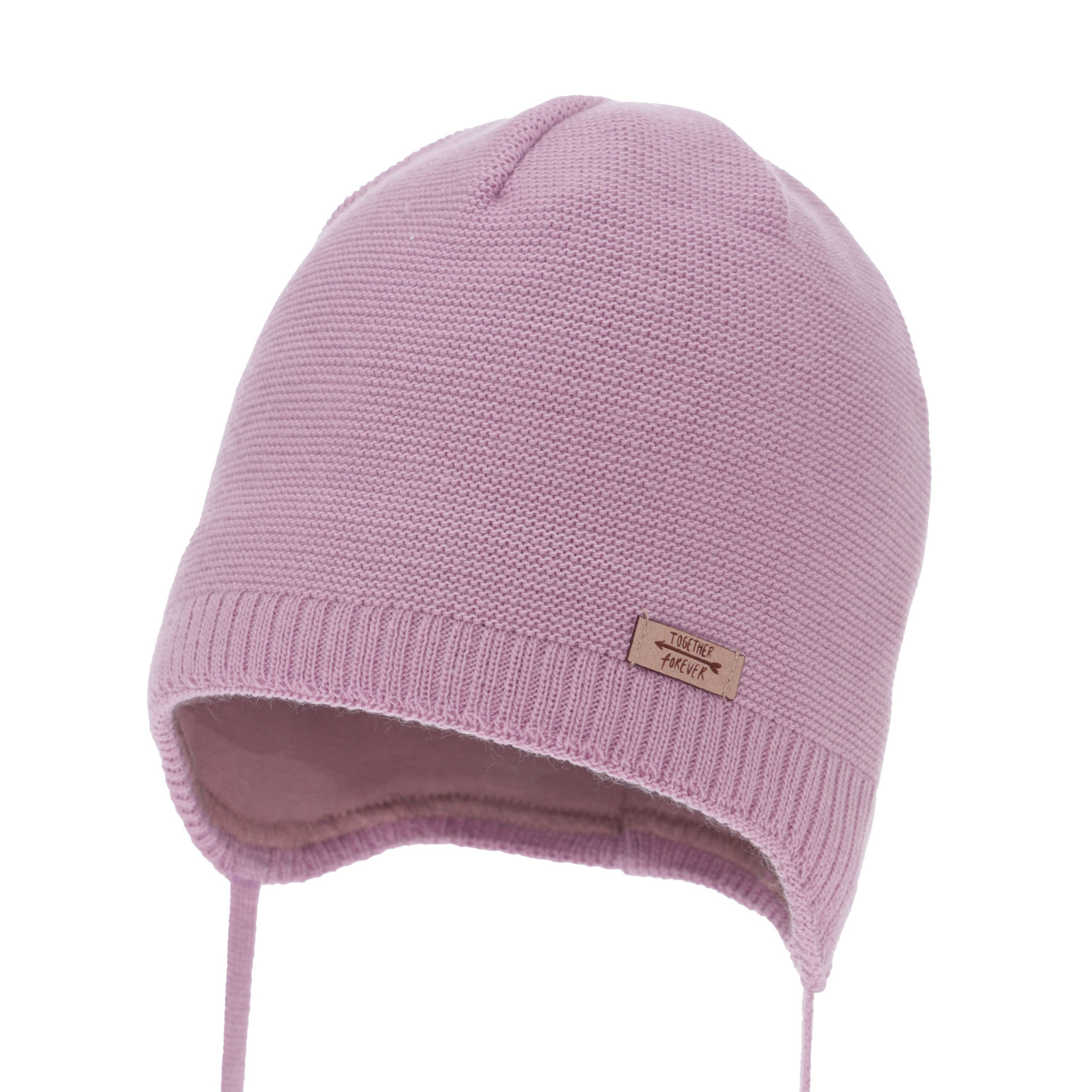 Berretto autunno/primavera bambina, violaceo, con lacci, Svenja