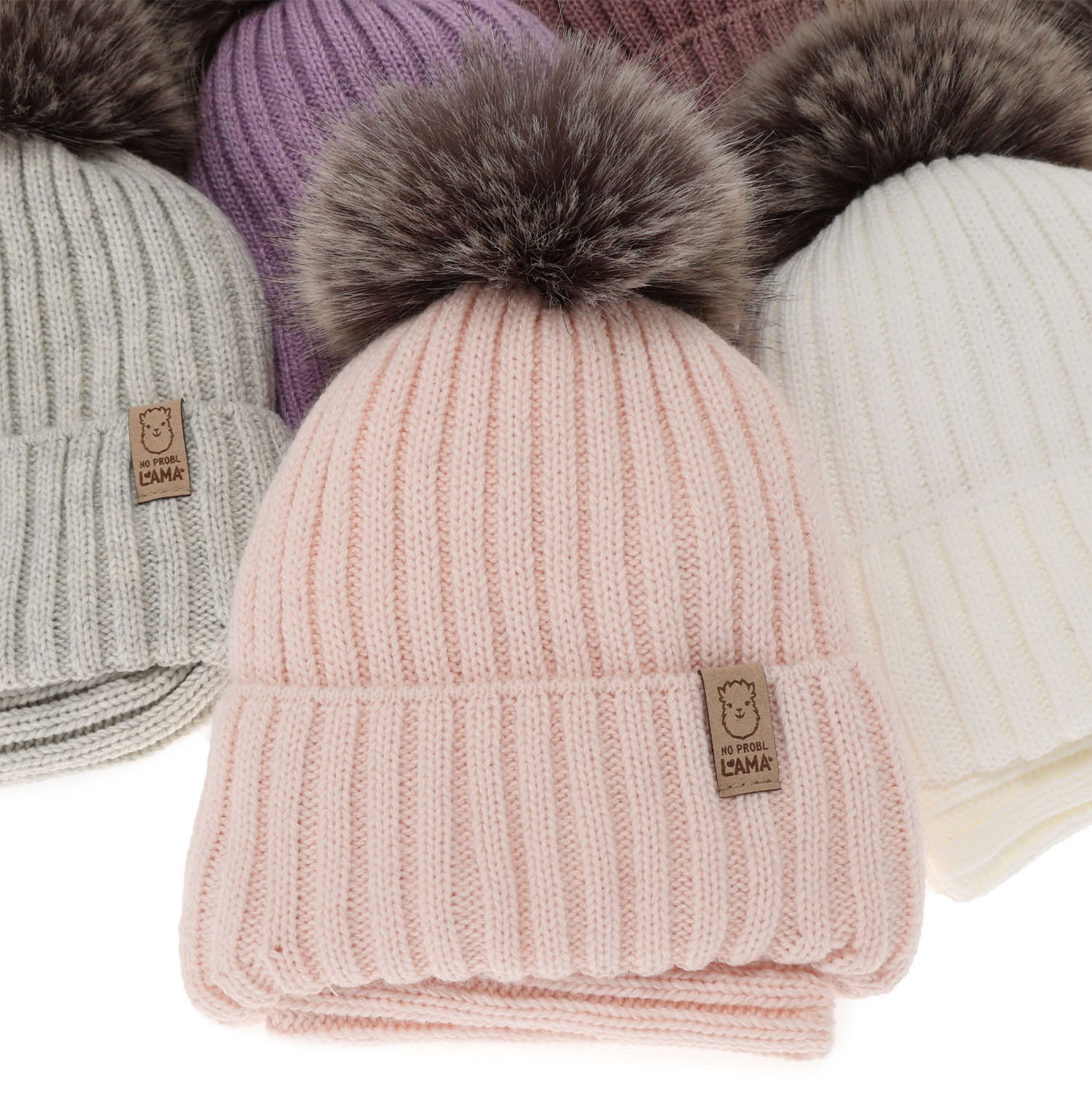 Set invernale bambina: berretto e scaldacollo, bianco, con pompon, Abigail