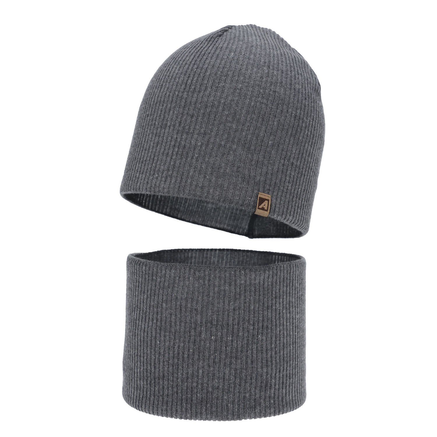 Set autunno/primavera bambino: berretto e scaldacollo, con cotone, grigio, Lucer