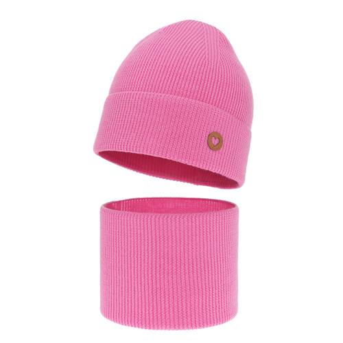 Set autunno/primavera bambina: berretto e scaldacollo, rosa, 100% Lana Merino, Brook