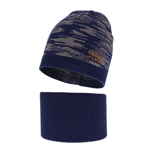 Set autunno/primavera bambino: berretto e scaldacollo, con cotone, blu, Carter