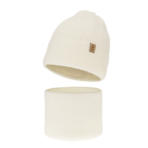 Set invernale bambina: berretto e scaldacollo, crema, Edera