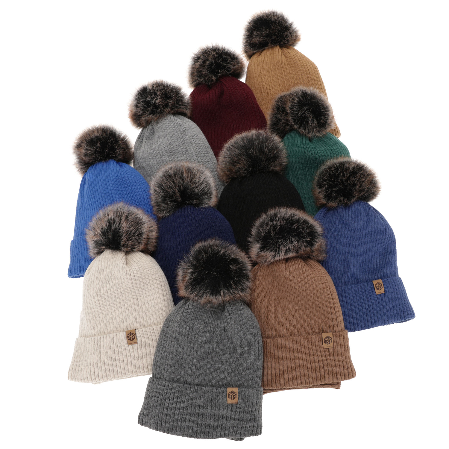 Set invernale bambino: berretto e scaldacollo, blu scuro, con pompon, Wizar