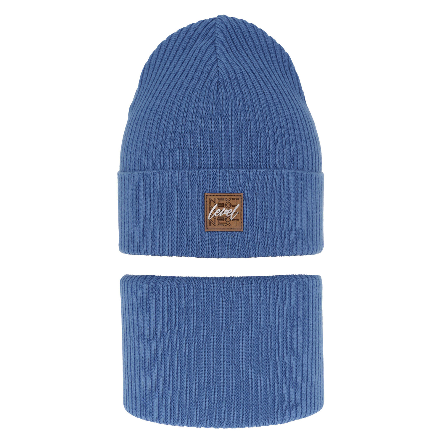 Set autunno/primavera bambino: berretto e scaldacollo, con cotone, blu, Fenix