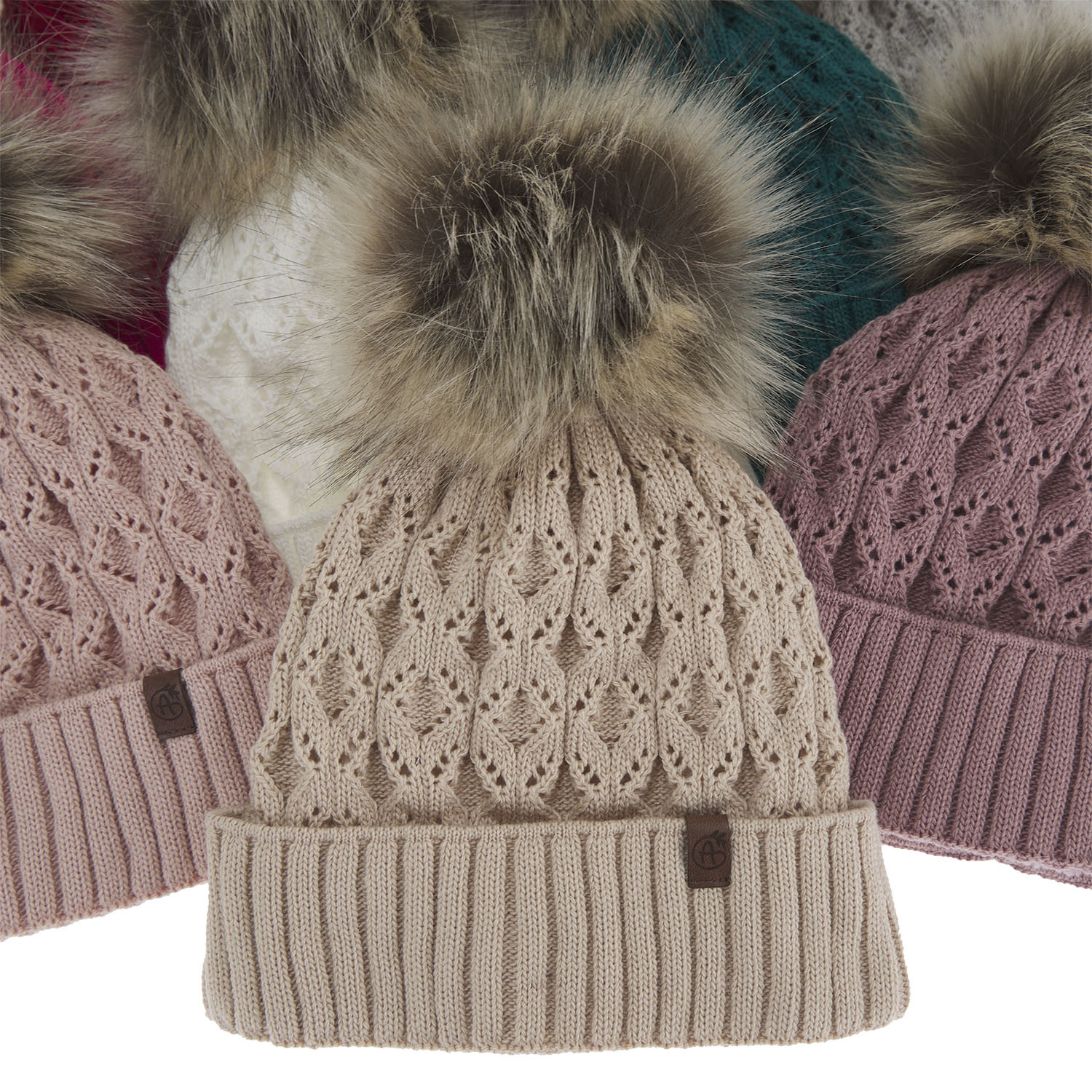 Berretto invernale donna, wrzosowa, con pompon, Katty