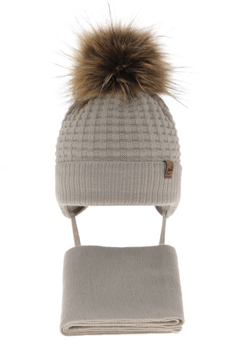Set invernale bambino: berretto e sciarpa, beige, Salem